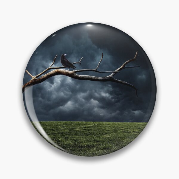 Item preview, gothic raven on bare branch stormy landscape  designed and sold by FahdSpaceArt.