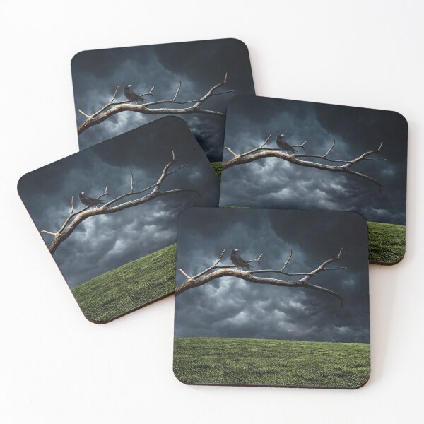 Item preview, gothic raven on bare branch stormy landscape  designed and sold by FahdSpaceArt.