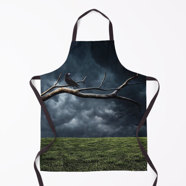Item preview, gothic raven on bare branch stormy landscape designed and sold by FahdSpaceArt.