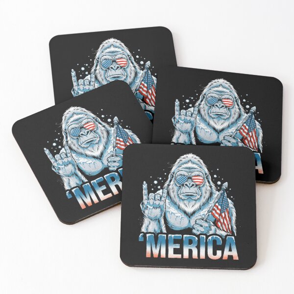 Item preview, 'Merica Icy Yeti Bigfoot Rock On Flag Design v11 designed and sold by DarylWelsh2024.