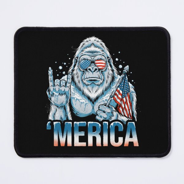 Item preview, 'Merica Icy Yeti Bigfoot Rock On Flag Design v11 designed and sold by DarylWelsh2024.