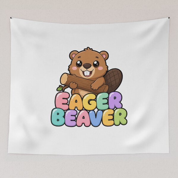 Item preview, Eager Beaver Cute Kawaii Beaver Saying designed and sold by BoosterShop.