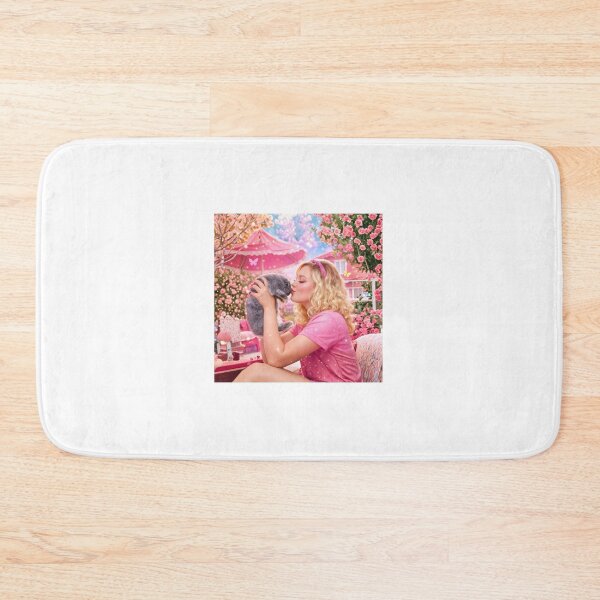 Item preview, Cute Blonde Girl Kissing Bunny Pink Floral Garden Sticker designed and sold by mijaczeek.