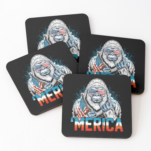 Item preview, 'Merica Icy Yeti Bigfoot Rock On Flag Design v12 designed and sold by DarylWelsh2024.
