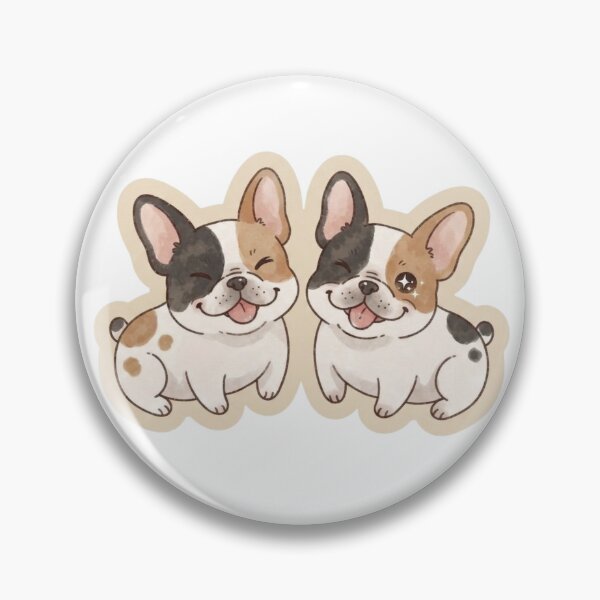 Item preview, Happy French Bulldogs Illustration – Cute Tri-Color Frenchie Kawaii Art designed and sold by ORI-ginal Weirdos: The Weirdly Wonderful Crew.