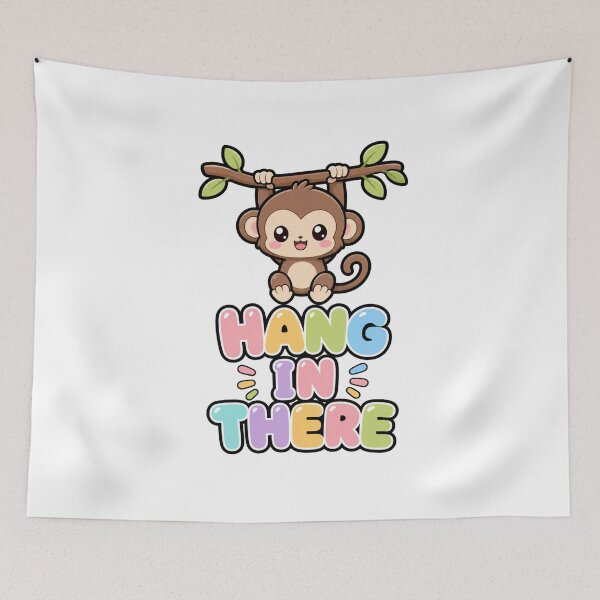 Item preview, Hang In There Cute Kawaii Monkey Saying designed and sold by BoosterShop.