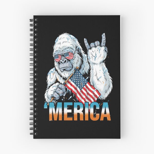 Item preview, 'Merica Icy Yeti Bigfoot Rock On Flag Design v13 designed and sold by DarylWelsh2024.