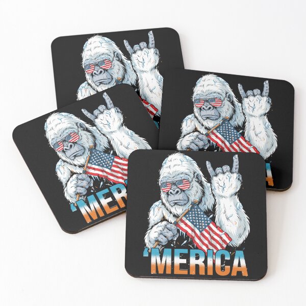 Item preview, 'Merica Icy Yeti Bigfoot Rock On Flag Design v13 designed and sold by DarylWelsh2024.
