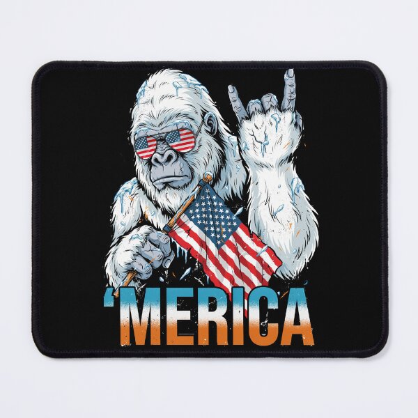Item preview, 'Merica Icy Yeti Bigfoot Rock On Flag Design v13 designed and sold by DarylWelsh2024.
