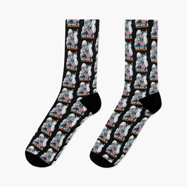 Item preview, 'Merica Icy Yeti Bigfoot Rock On Flag Design v13 designed and sold by DarylWelsh2024.