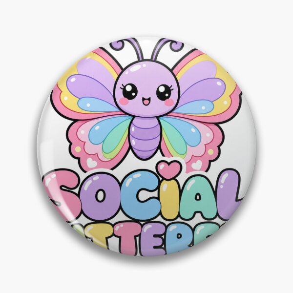 Item preview, Social Butterfly Sweet Kawaii Butterfly Saying designed and sold by BoosterShop.