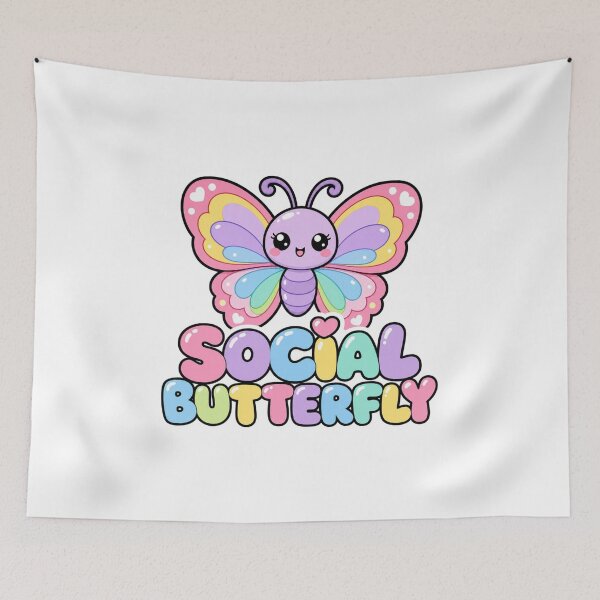 Item preview, Social Butterfly Sweet Kawaii Butterfly Saying designed and sold by BoosterShop.