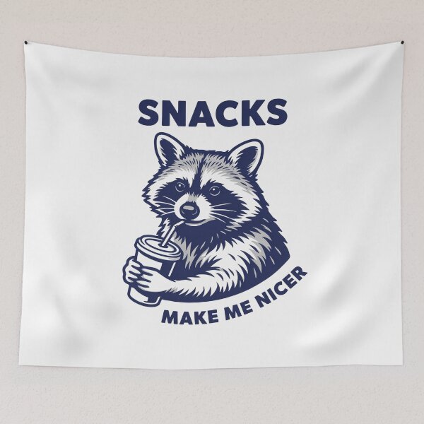 Item preview, Snacks Make Me Nicer Raccoon Drink designed and sold by MTDesignLab.