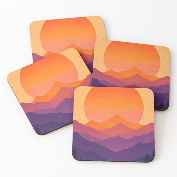 Item preview, Retro Sunset Mountains Vintage Landscape designed and sold by Glitchart66.