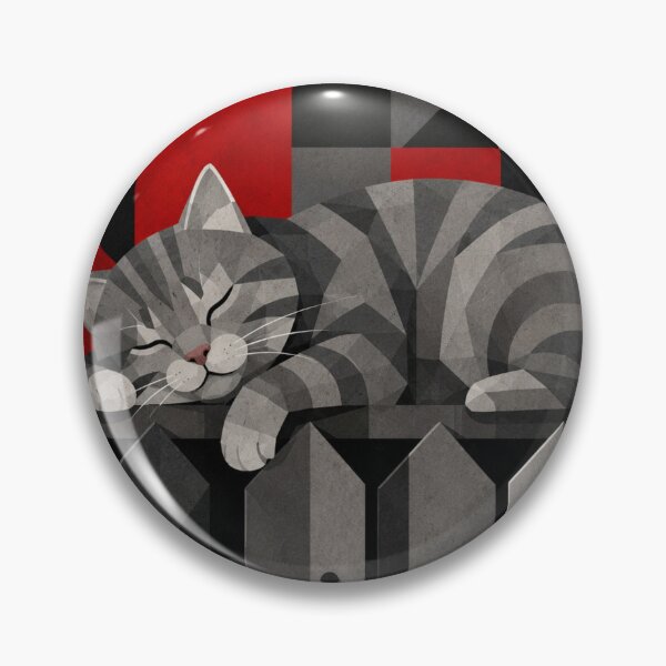 Item preview, Alley Gray Stripes Cat Sleeping Atop a Street Fence designed and sold by Mindworx21.