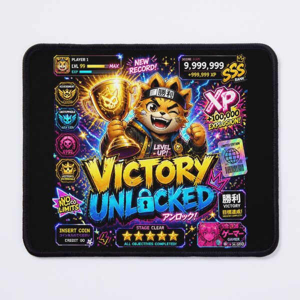 Item preview, Victory Unlocked Gaming Sticker | Neon Cyber Gamer Graphic for PC, Console & Esports Fans designed and sold by Stylestickers55.