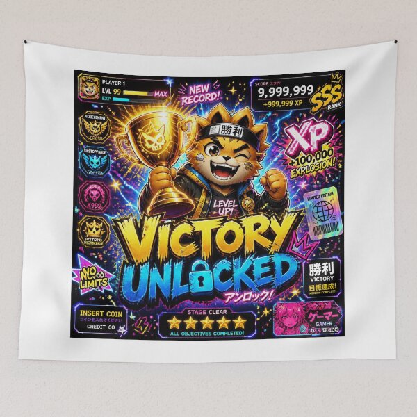 Item preview, Victory Unlocked Gaming Sticker | Neon Cyber Gamer Graphic for PC, Console & Esports Fans designed and sold by Stylestickers55.