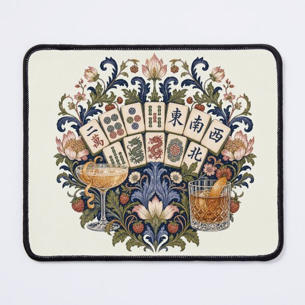Item preview, Mahjong Mahj Mahgirls Drinking William Morris Tile Player  designed and sold by SunfullyYours.