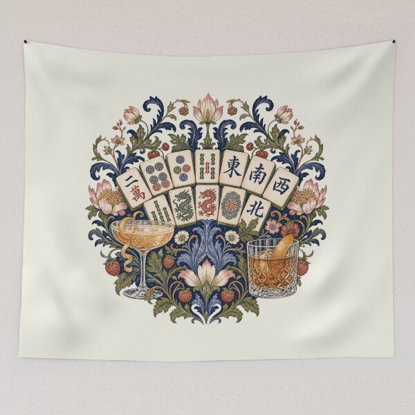 Item preview, Mahjong Mahj Mahgirls Drinking William Morris Tile Player  designed and sold by SunfullyYours.