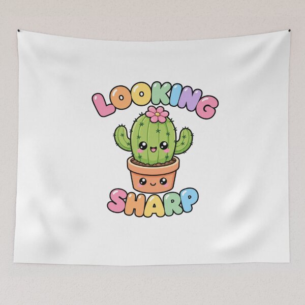 Aperçu de l'œuvre Look Sharp Sweeter Kawaii Cactus Saying créée et vendue par BoosterShop.