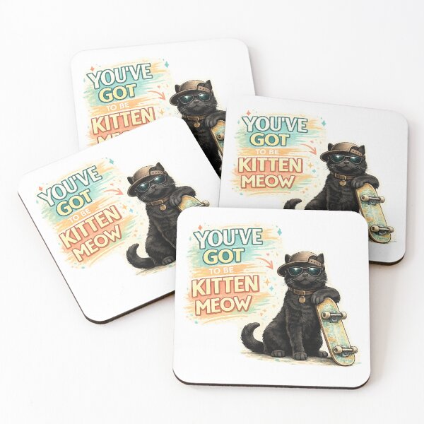 Item preview, You've Got To Be Kitten Meow Black Cat Skateboard Kawaii T-Shirt designed and sold by Ashley critters.