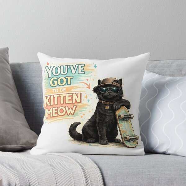 Item preview, You've Got To Be Kitten Meow Black Cat Skateboard Kawaii T-Shirt designed and sold by Ashley critters.