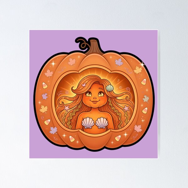 Item preview, Mermaid Inside Pumpkin Design designed and sold by Roanemermaid.