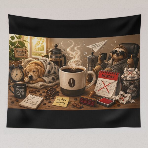 Item preview, I Like My Coffee Strong and My Mondays Cancelled designed and sold by ZanyPaintbrush.