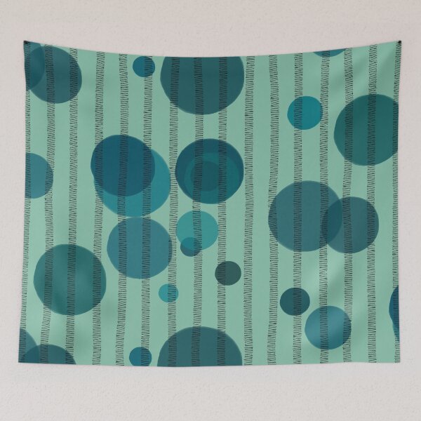Item preview, Abstract composition with blue bubbles and disrupted stripes 86 designed and sold by StefanStudioArt.