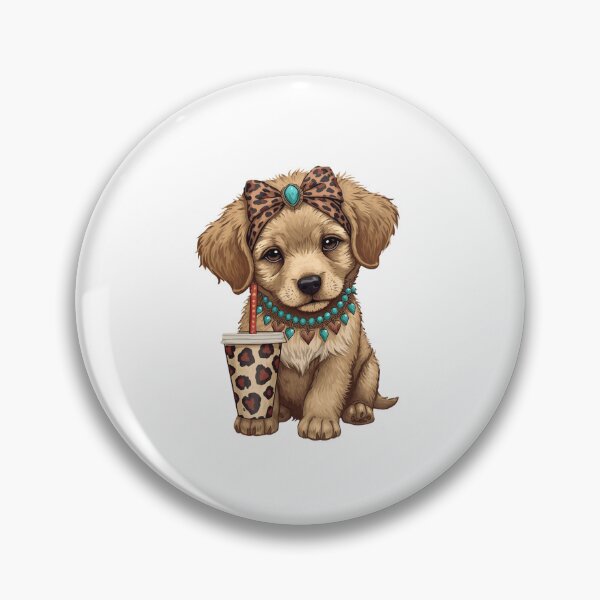 Item preview, Cute Golden Puppy Leopard Coffee Turquoise Charm designed and sold by Oddifys.