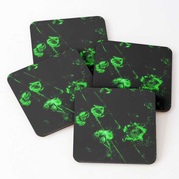 Item preview, Neon Bloom in the Void — Electric Green Dark Floral Botanical Print designed and sold by BatNature.
