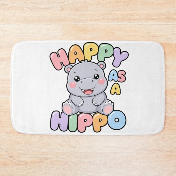 Artikelvorschau, Happy As A Hippo Süßes Kawaii Nilpferd entworfen und verkauft von BoosterShop.