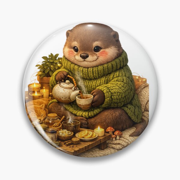 Item preview, Cozy Tea Otter | Afternoon Tea Hygge Illustration designed and sold by Cozy Art for Cozy Souls.