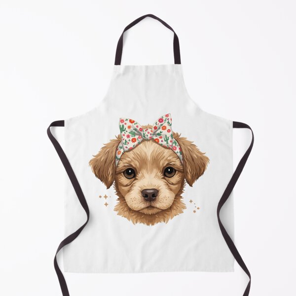 Item preview, Cute Golden Puppy Wildflower Cactus Bow Portrait designed and sold by Oddifys.