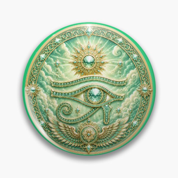 Item preview, Mint Celestial Eye Mandala – Sacred Fantasy Jewel Emblem in Gold & Blue designed and sold by sunbowjp stadio.