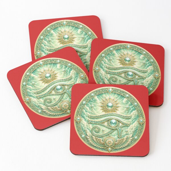 Item preview, Mint Celestial Eye Mandala – Sacred Fantasy Jewel Emblem in Gold & Blue designed and sold by sunbowjp stadio.
