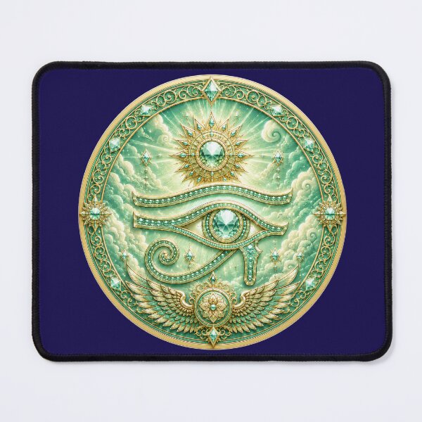 Item preview, Mint Celestial Eye Mandala – Sacred Fantasy Jewel Emblem in Gold & Blue designed and sold by sunbowjp stadio.