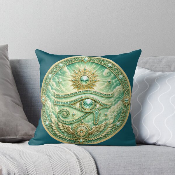 Item preview, Mint Celestial Eye Mandala – Sacred Fantasy Jewel Emblem in Gold & Blue designed and sold by sunbowjp stadio.