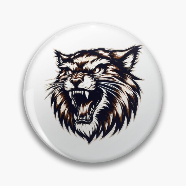 Item preview, Fierce Roaring Wildcat Head Graphic Illustration Aggressive Animal Halftone Mascot Artwork designed and sold by Rostislav Bouda.