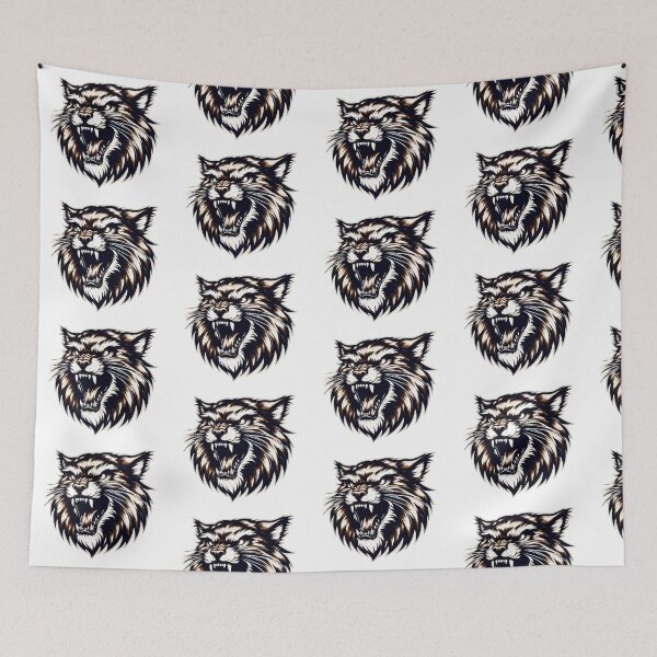 Item preview, Fierce Roaring Wildcat Head Graphic Illustration Aggressive Animal Halftone Mascot Artwork designed and sold by Rostislav Bouda.