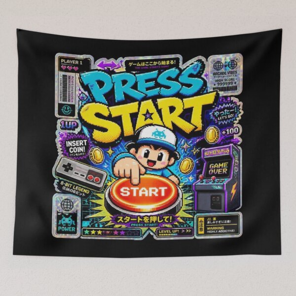 Item preview, PRESS START Gamer Gift | Retro Arcade Neon Gaming Sticker for PC & Console Players designed and sold by Stylestickers55.
