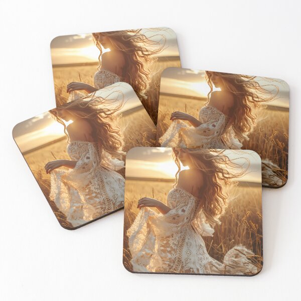 Item preview, Boho Woman in Wheat Field at Sunset designed and sold by Emberearth.