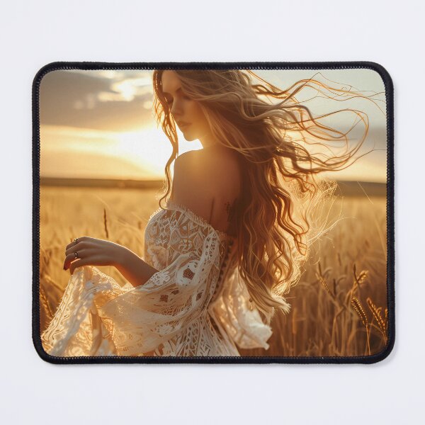 Item preview, Boho Woman in Wheat Field at Sunset designed and sold by Emberearth.