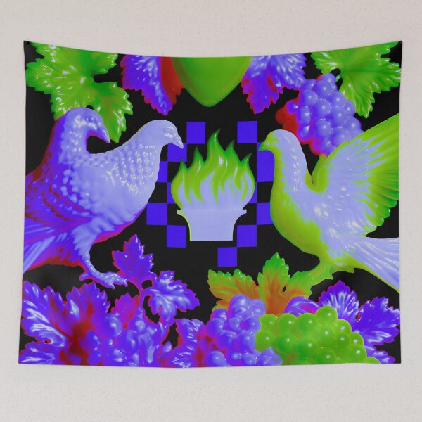 Item preview, Neon Love Doves Among Grapevines designed and sold by bubblegoth.
