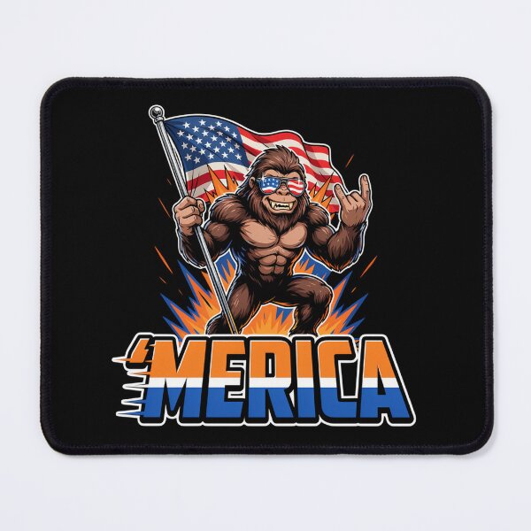 Item preview, 'Merica Bigfoot Muscular Rock On Design v2 designed and sold by DarylWelsh2024.