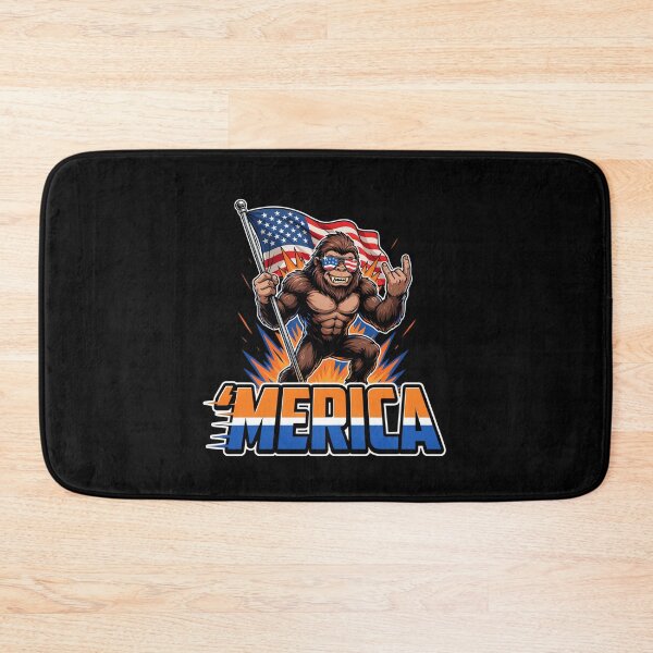 Item preview, 'Merica Bigfoot Muscular Rock On Design v2 designed and sold by DarylWelsh2024.