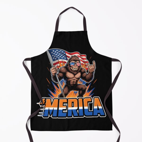 Item preview, 'Merica Bigfoot Muscular Rock On Design v2 designed and sold by DarylWelsh2024.