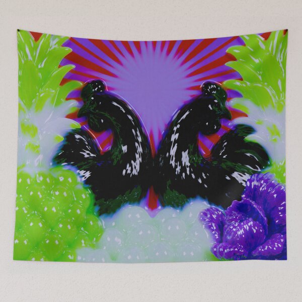 Item preview, Gallos gemelos de neón en flor psicodélica designed and sold by bubblegoth.
