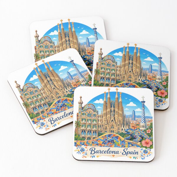 Item preview, Barcelona Spain City Travel Souvenir Colorful Illustration designed and sold by JIGUWORLD.
