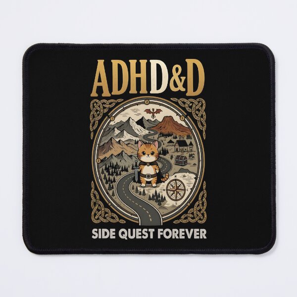 Item preview, ADHD&D Side Quest Forever Funny Fantasy Cat RPG designed and sold by VioIneka.